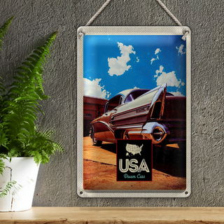 Blechschild Reise 20x30cm USA Amerika Auto 75 Oldtimer Urlaub