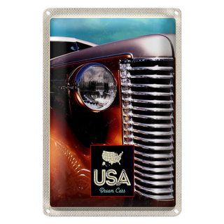 Blechschild Reise 20x30cm USA Amerika Auto braun Oldtimer