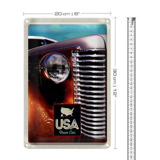 Blechschild Reise 20x30cm USA Amerika Auto braun Oldtimer