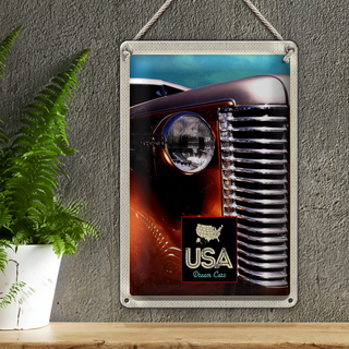 Blechschild Reise 20x30cm USA Amerika Auto braun Oldtimer