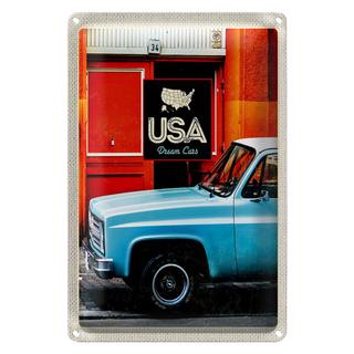 Blechschild Reise 20x30cm USA Oldtimer Dram Cars blau Amerika