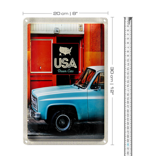 Blechschild Reise 20x30cm USA Oldtimer Dram Cars blau Amerika