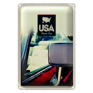 Blechschild Reise 20x30cm Amerika Fahrzeug Spiegel rot Gemälde