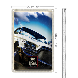 Blechschild Reise 20x30cm Amerika Oldtimer 90er silber Urlaub