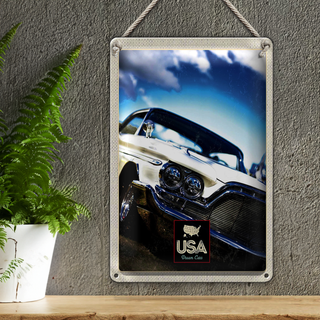 Blechschild Reise 20x30cm Amerika Oldtimer 90er silber Urlaub