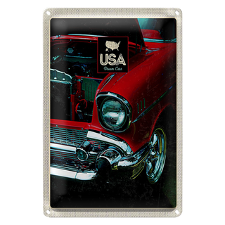 Blechschild Reise 20x30cm Amerika Oldtimer 90er rot Urlaub