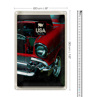 Blechschild Reise 20x30cm Amerika Oldtimer 90er rot Urlaub