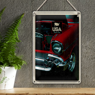 Blechschild Reise 20x30cm Amerika Oldtimer 90er rot Urlaub