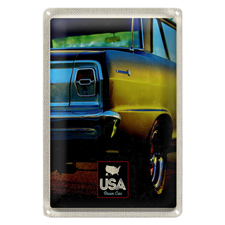 Blechschild Reise 20x30cm Amerika Oldtimer USA gelb Urlaub