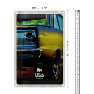 Blechschild Reise 20x30cm Amerika Oldtimer USA gelb Urlaub