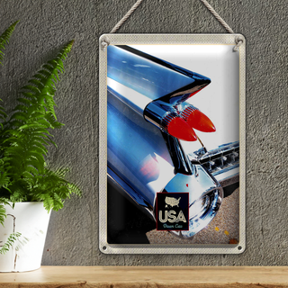 Blechschild Reise 20x30cm Amerika Oldtimer Lichter weiß