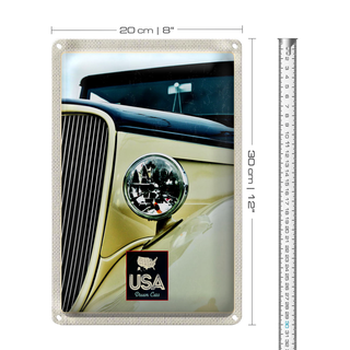 Blechschild Reise 20x30cm Amerika Oldtimer beige Lampe Urlaub