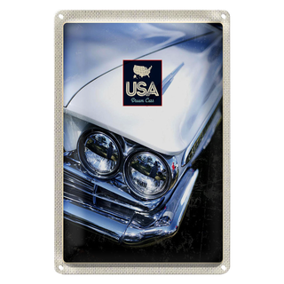 Blechschild Reise 20x30cm Amerika Oldtimer weiß Dream Cars