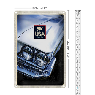 Blechschild Reise 20x30cm Amerika Oldtimer weiß Dream Cars