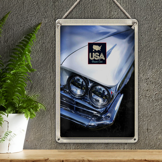 Blechschild Reise 20x30cm Amerika Oldtimer weiß Dream Cars