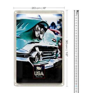 Blechschild Reise 20x30cm Amerika Oldtimer Amerika grün
