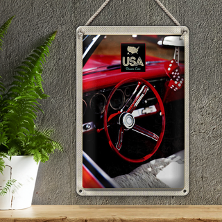 Blechschild Reise 20x30cm Amerika Oldtimer USA Rot Würfel