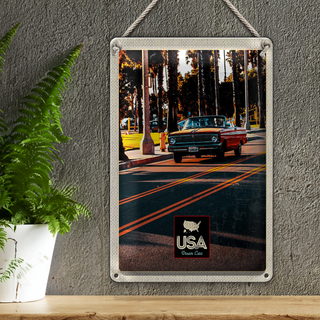 Blechschild Reise 20x30cm Amerika Oldtimer Straße Caprio rot