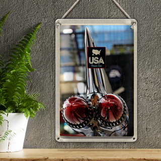 Blechschild Reise 20x30cm Amerika Oldtimer 90er silber PKW