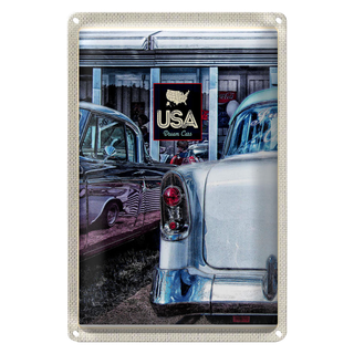 Blechschild Reise 20x30cm Amerika Oldtimer 90er silber Dram Cars