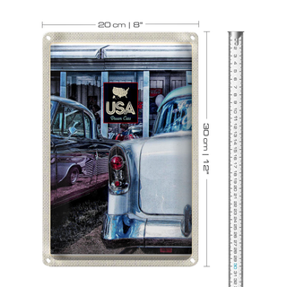 Blechschild Reise 20x30cm Amerika Oldtimer 90er silber Dram Cars