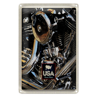 Blechschild Reise 20x30cm Amerika Oldtimer silber Motor 90er
