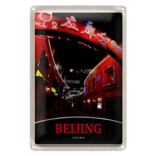 Blechschild Reise 20x30cm China Asien Beijing Stadt Weihnachten