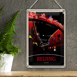 Blechschild Reise 20x30cm China Asien Beijing Stadt Weihnachten