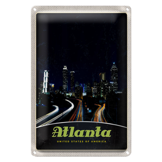 Blechschild Reise 20x30cm Atlanta Amerika Stadt Straße Gebäude