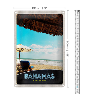 Blechschild Reise 20x30cm Bahamas west Indien Urlaub Sonne