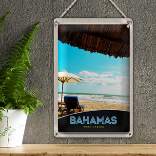 Blechschild Reise 20x30cm Bahamas west Indien Urlaub Sonne