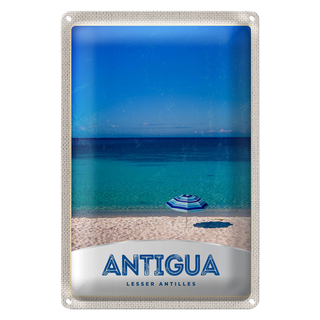 Blechschild Reise 20x30cm Antigua Karibik Insel Meer Strand