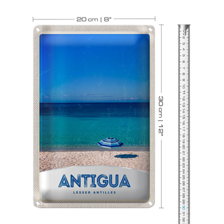 Blechschild Reise 20x30cm Antigua Karibik Insel Meer Strand