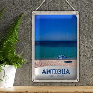 Blechschild Reise 20x30cm Antigua Karibik Insel Meer Strand