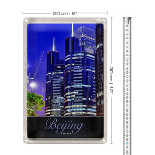 Blechschild Reise 20x30cm Beijing China Asien Hochhaus Urlaub