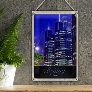 Blechschild Reise 20x30cm Beijing China Asien Hochhaus Urlaub