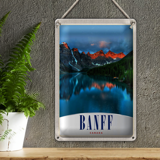 Blechschild Reise 20x30cm Banaff Kanada Europa Meer Urlaub