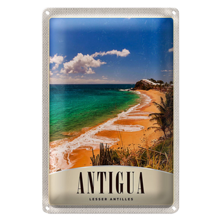 Blechschild Reise 20x30cm Antigua Karibik Strand Meer Urlaub
