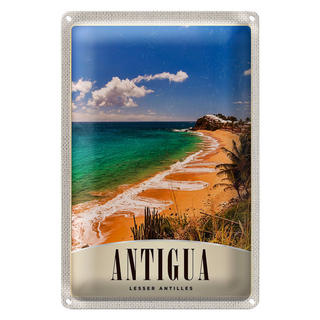 Blechschild Reise 20x30cm Antigua Karibik Strand Meer Urlaub