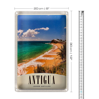 Blechschild Reise 20x30cm Antigua Karibik Strand Meer Urlaub