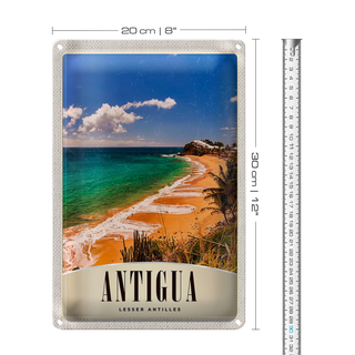 Blechschild Reise 20x30cm Antigua Karibik Strand Meer Urlaub