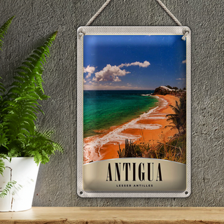 Blechschild Reise 20x30cm Antigua Karibik Strand Meer Urlaub