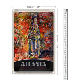 Blechschild Reise 20x30cm Antlanta Amerika Gemälde
