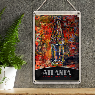 Blechschild Reise 20x30cm Antlanta Amerika Gemälde