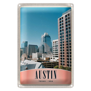 Blechschild Reise 20x30cm Austin Texas Amerika Hochhaus Gebäude