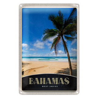 Blechschild Reise 20x30cm Bahamas West Indien Strand Palme
