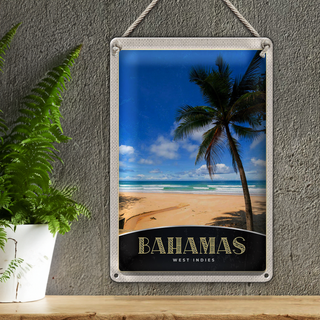 Blechschild Reise 20x30cm Bahamas West Indien Strand Palme