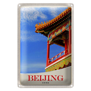 Blechschild Reise 20x30cm Beijing China Haus bunt traditionell