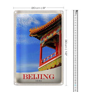 Blechschild Reise 20x30cm Beijing China Haus bunt traditionell