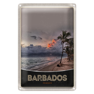 Blechschild Reise 20x30cm Barbados Strand Meer Unwetter Urlaub